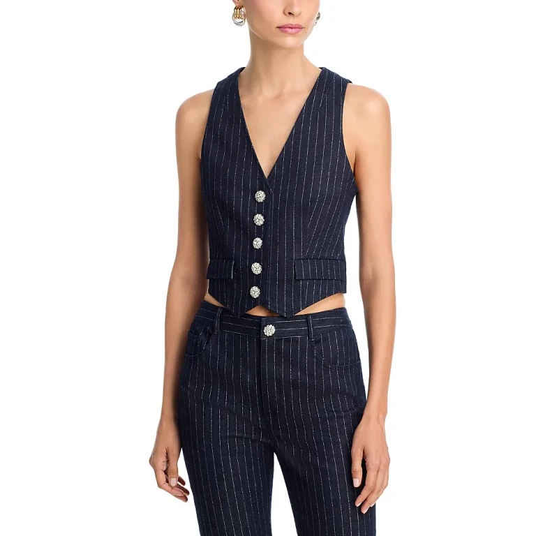 Cinq a Sept Anderson Metallic Pinstripe Vest