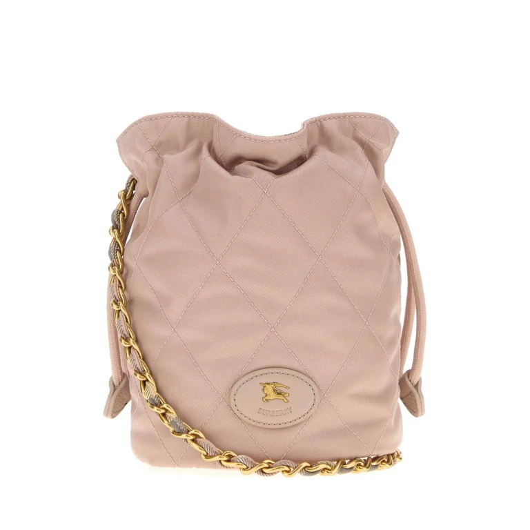 Burberry Pastel Pink Canvas Horseshoe Bucket Bag