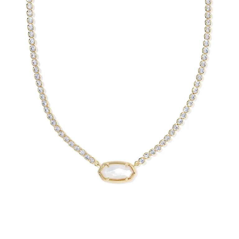 Kendra Scott Elisa Cubic Zirconia & Mother Of Pearl Tennis Necklace, 19