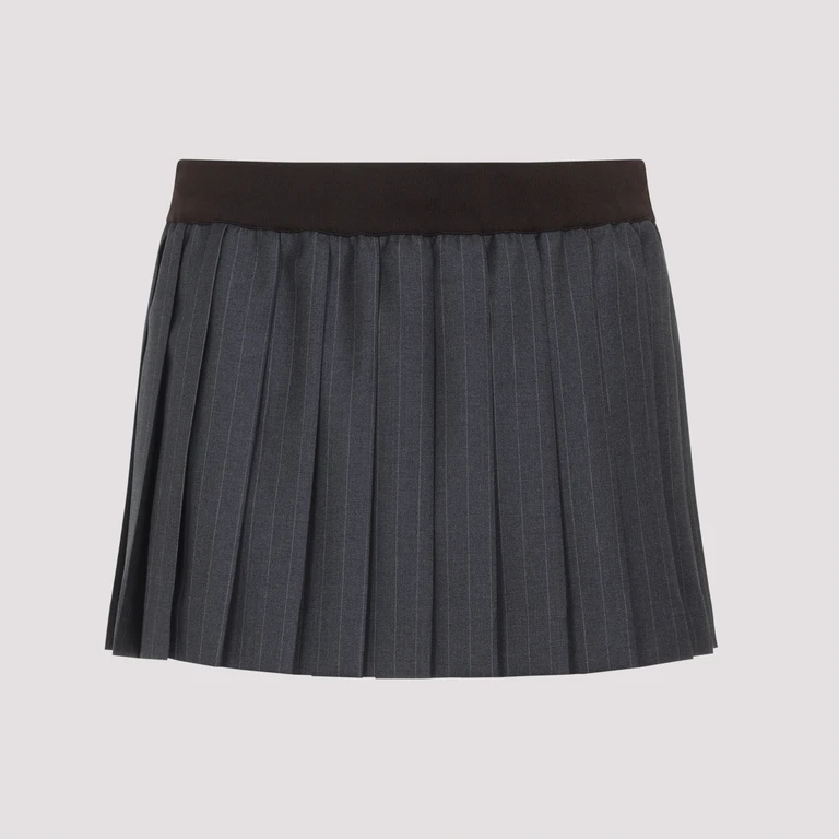 Miu Miu Mini Skirt Grey Virgin Wool - Women