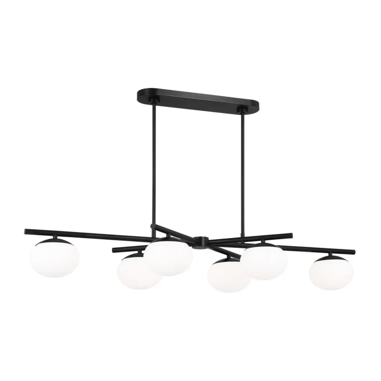 Visual Comfort Studio Lune 6-Light Chandelier in Aged Iron by Ellen Degeneres