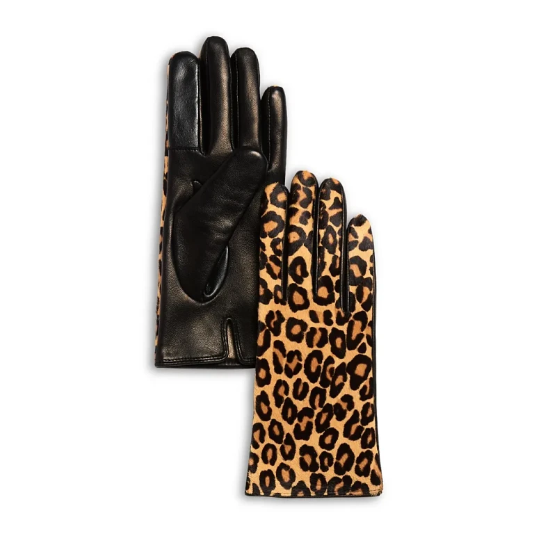 Cashmere Lined Animal Print Calf Hair Tech Gloves - Exclusive