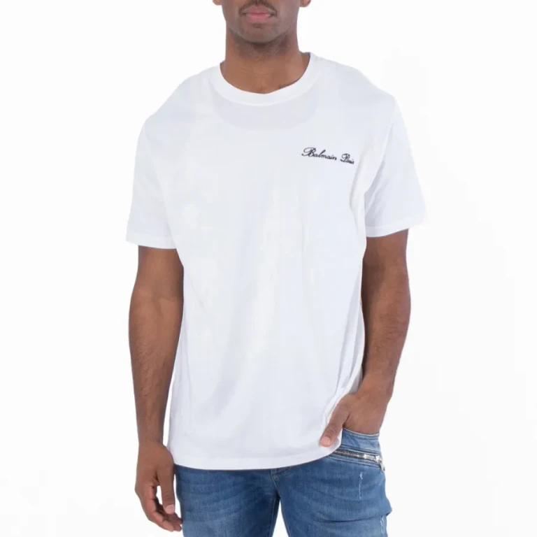 Balmain Signature Embroidery Cotton T-Shirt