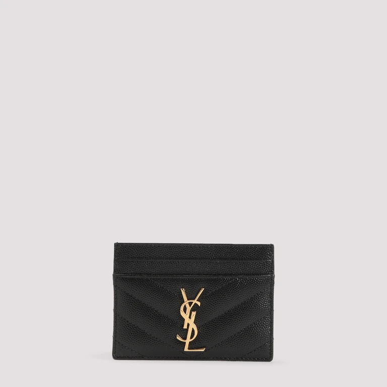Saint Laurent Ysl Card Case Black Leather Smallleathergoods - Women