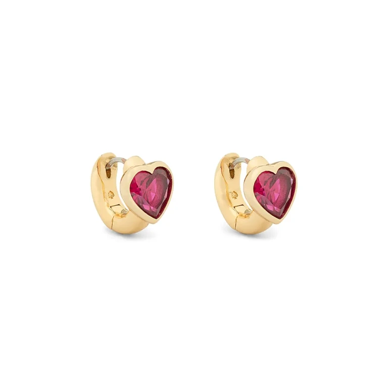 kate spade new york Keep Sparkling Stone Heart Huggie Hoop Earrings in Gold Tone