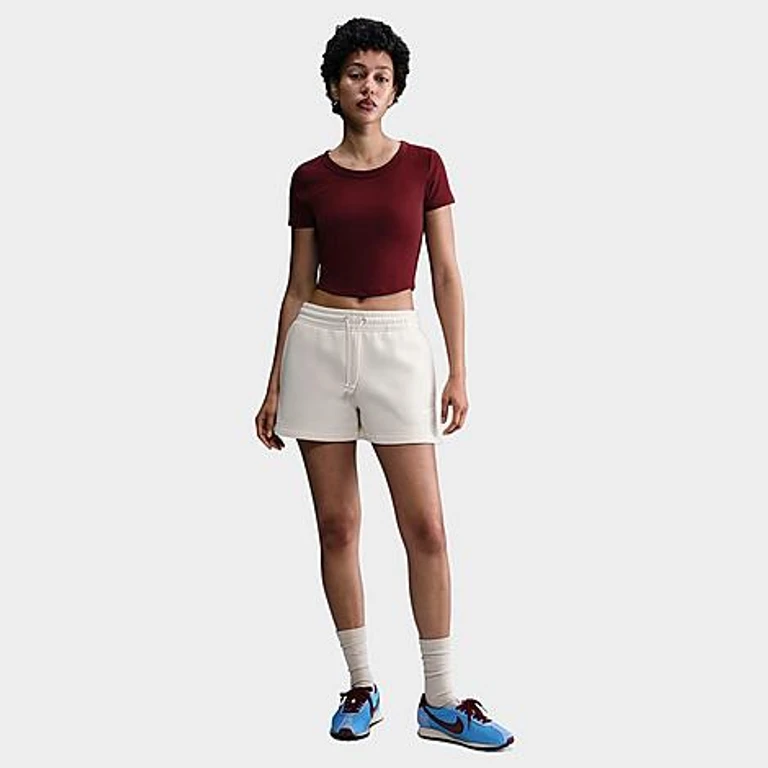 Nike Women's Sportswear Phoenix Fleece Mid-Rise 4" Shorts in Light Orewood Brown/Sail Size: XS