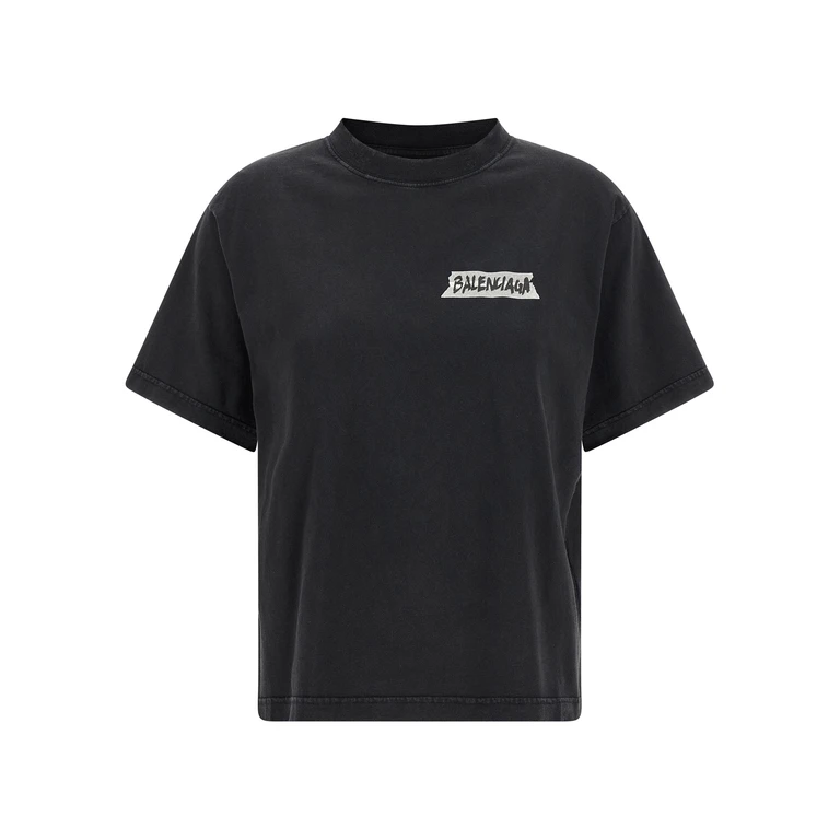 Balenciaga Black Cotton T-Shirt - Women