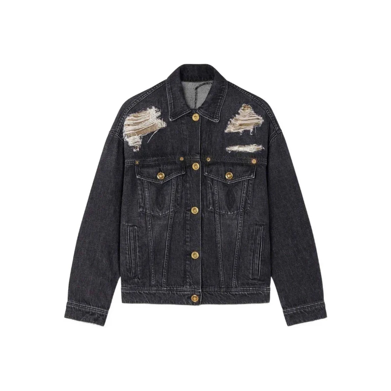 Versace Veste En Jean - Noir