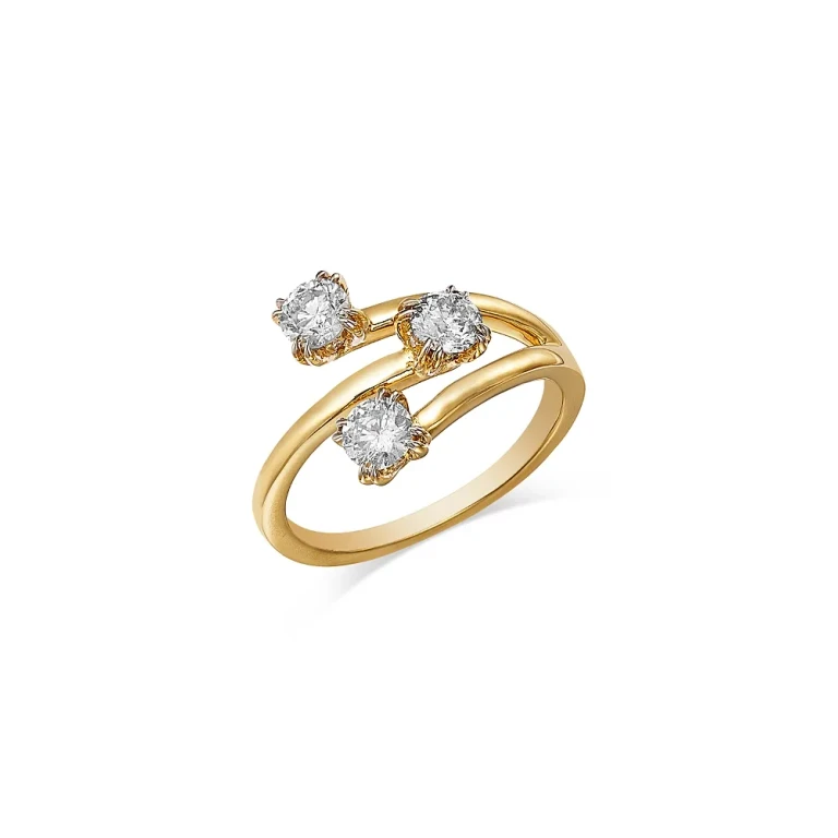 Diamond Bypass Ring in 14K Yellow Gold, 1.0 tcw