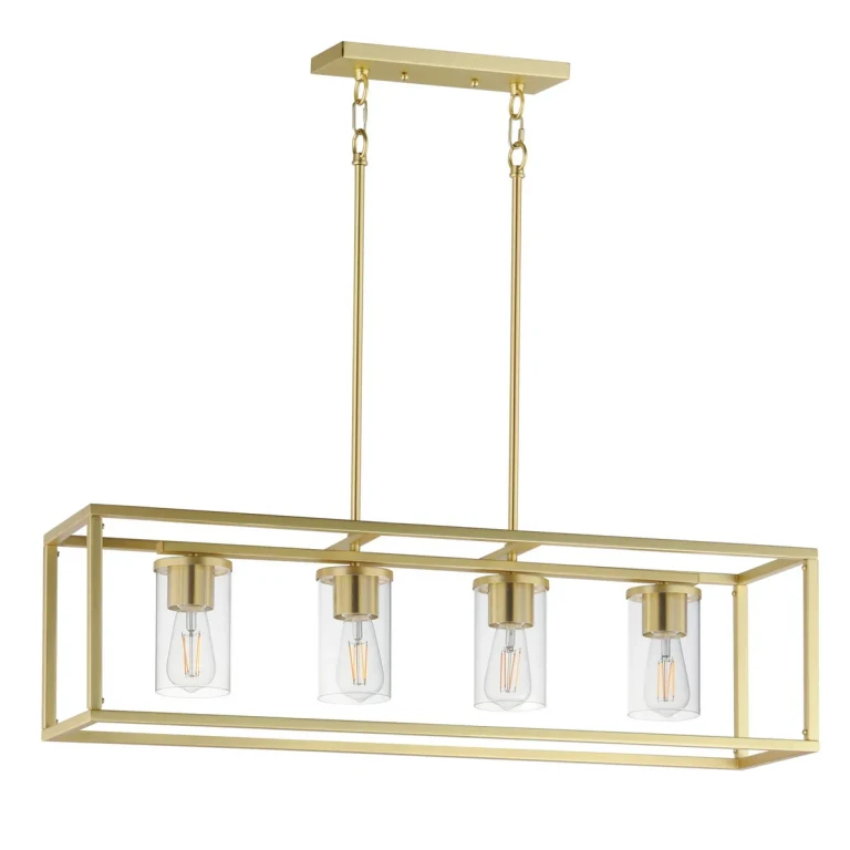 Satin Brass Linear Pendant from the Lateral Collection