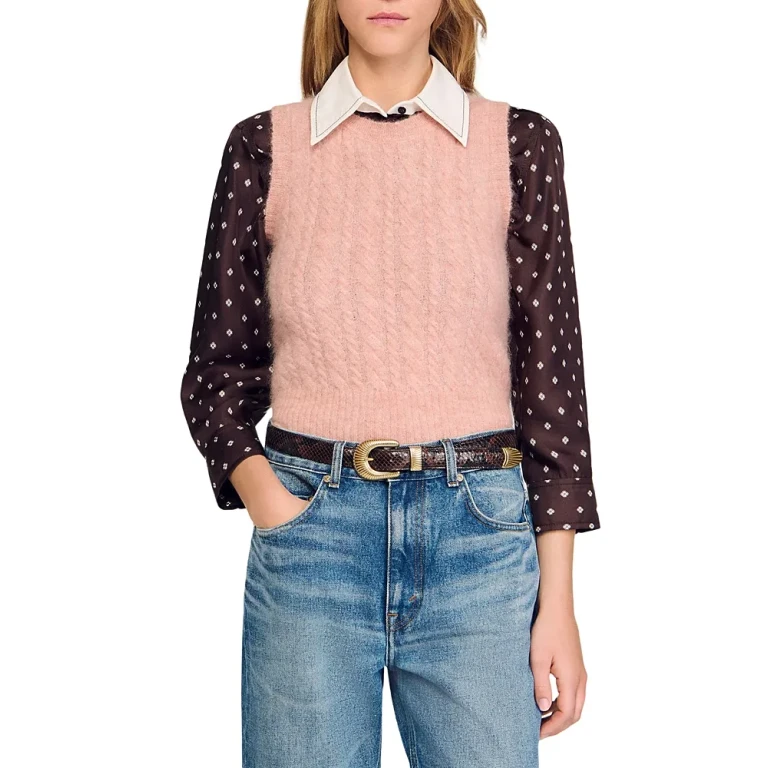 Sandro Cable Knit Sweater Vest