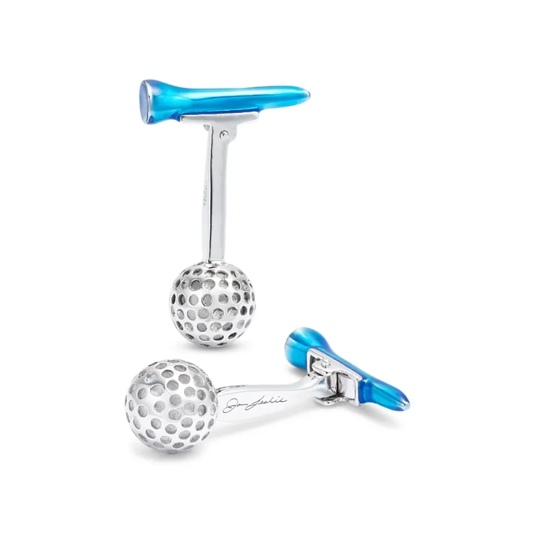 Golf Ball & Tee Sterling Silver Cufflinks