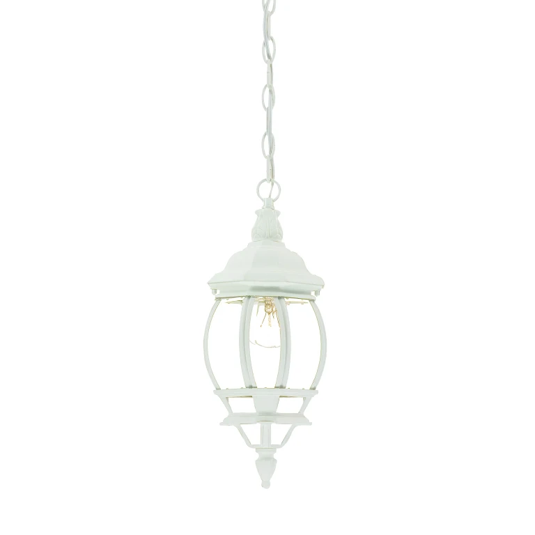 Textured White One Light Hanging Lantern from the Chateau Collection