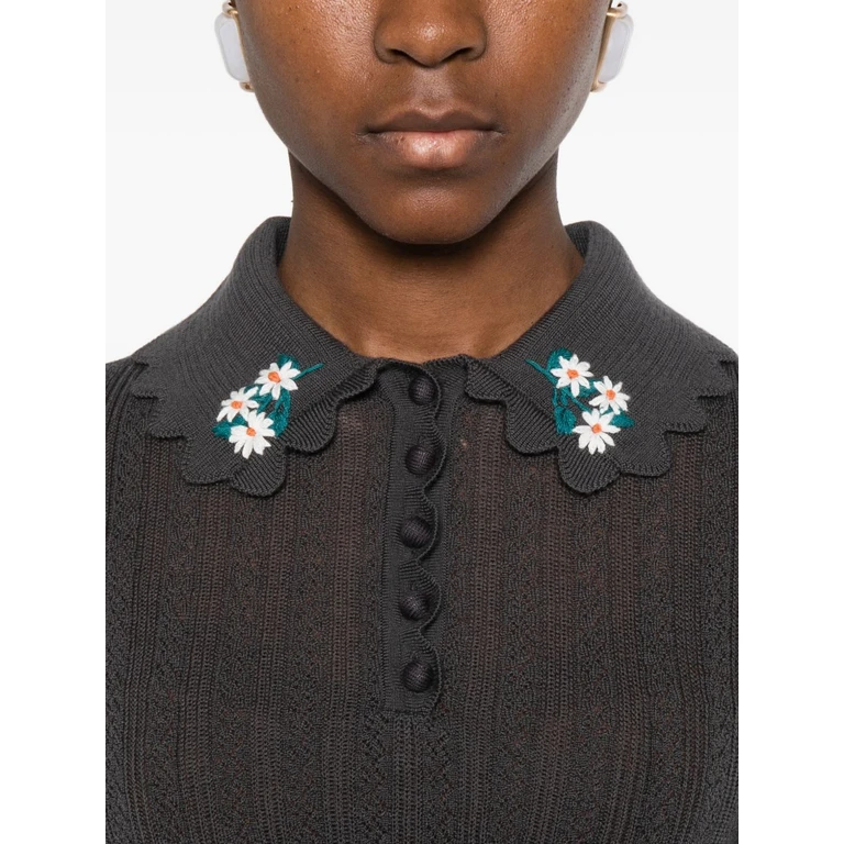 Self-portrait T-shirts and Polos Grey Wool - Women