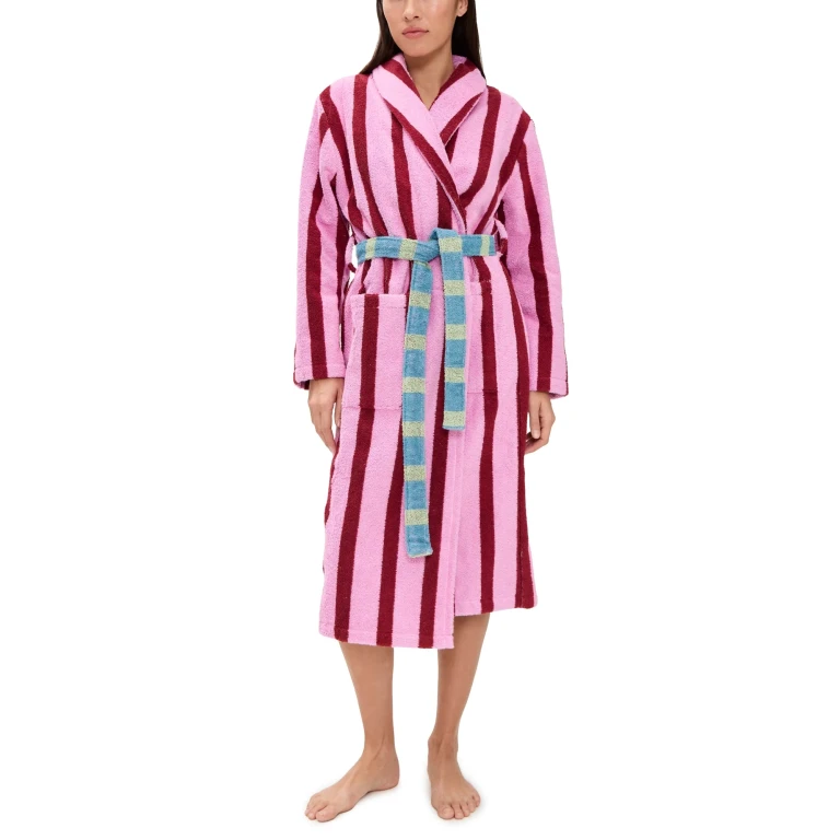 Dusen Dusen Stripe Bathrobe Magnolia XL