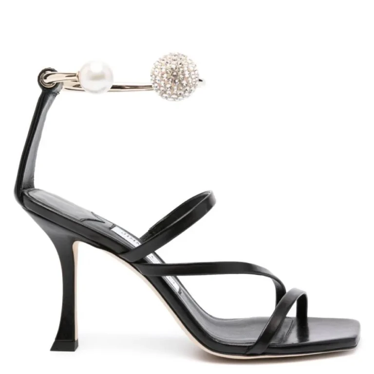 Jimmy Choo Ottilia 90 Crystal and Pearl Strap Sandals