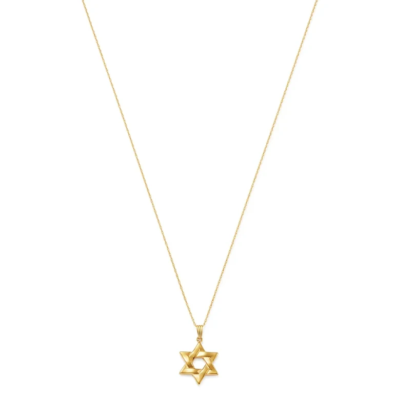 Star of David Pendant Necklace in 14K Yellow Gold, 18