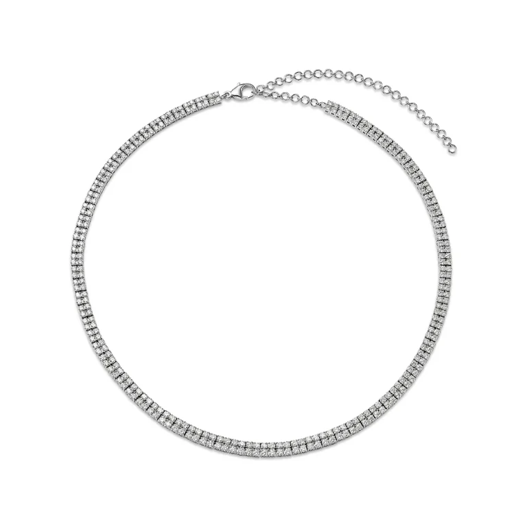Diamond Tennis Necklace in 14K White Gold, 8.0 tcw
