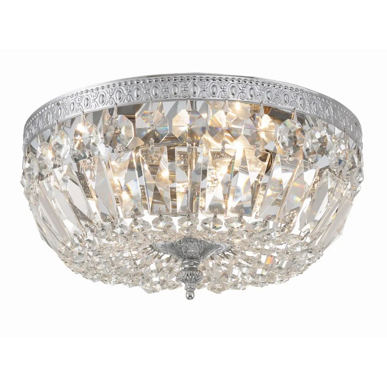 Polished Chrome Three Light Flush Mount from the Ceiling Mount Collection