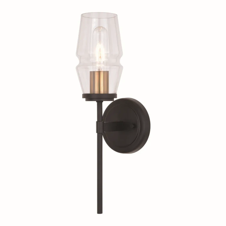 Matte Black and Brushed Brass One Light Wall Sconce from the Warren Collection