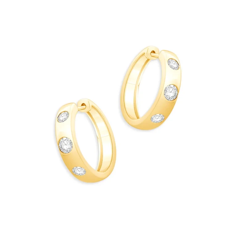 Diamond Hoop Earrings in 14K Yellow Gold, 0.60 tcw