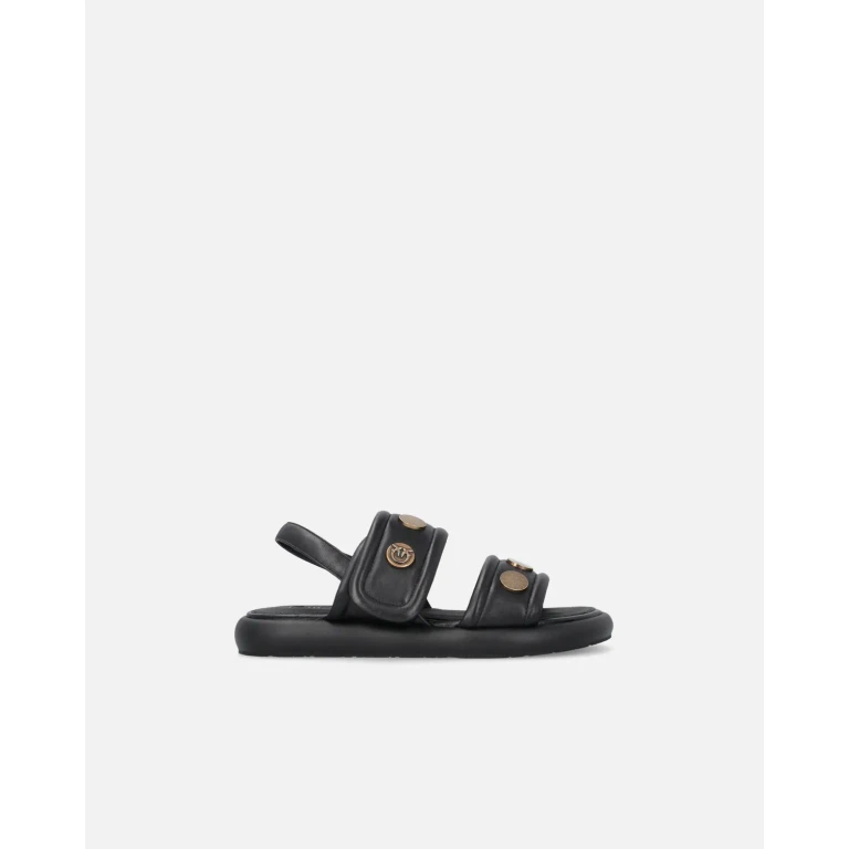 Pinko - Sandales rembourrées en cuir nappa avec détails métalliques - 35