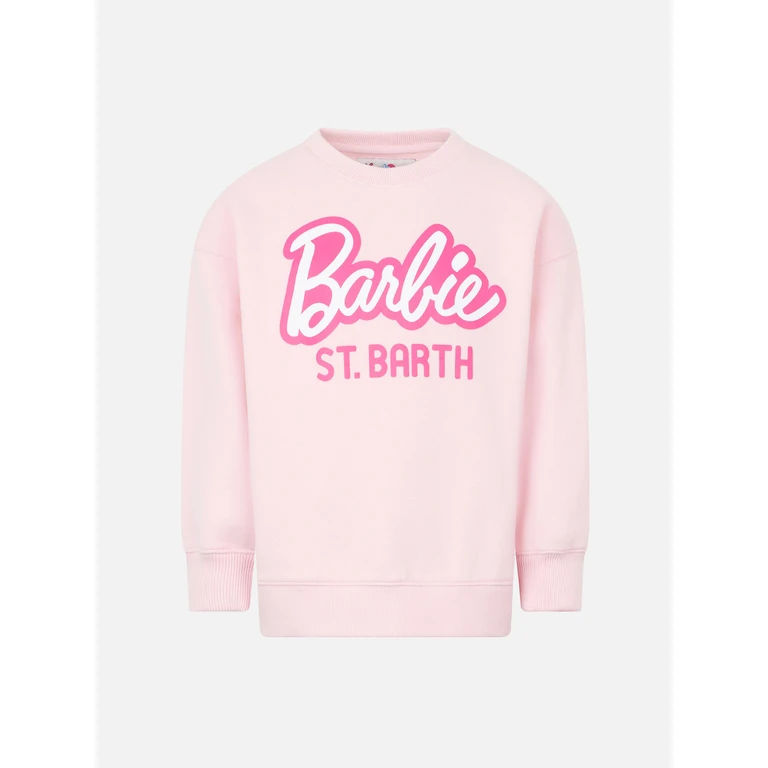 Mc2 Saint Barth Girl Fleece Sweatshirt With Barbie St. Barth Print Special Edition Pink