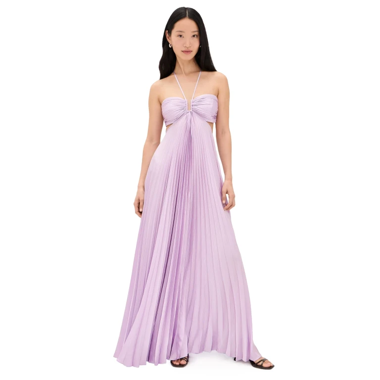 A. L.C. Moira Pleated Maxi Dress Lilac 8