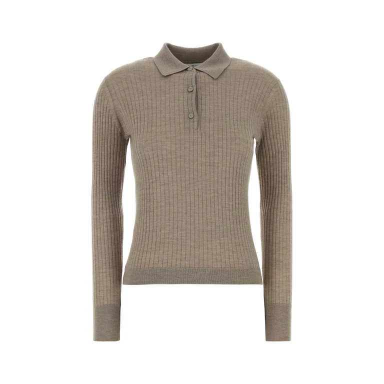 Max Mara Dove Grey Cashmere Blend Gitano Polo Shirt Marrone Chiaro Exterior: Seta - Women