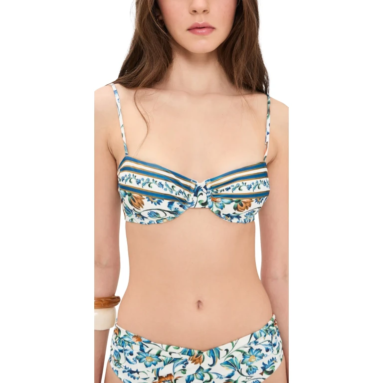 FARM Rio Flora Tile Under Wire Bikini Top Flora Tile Off White XS