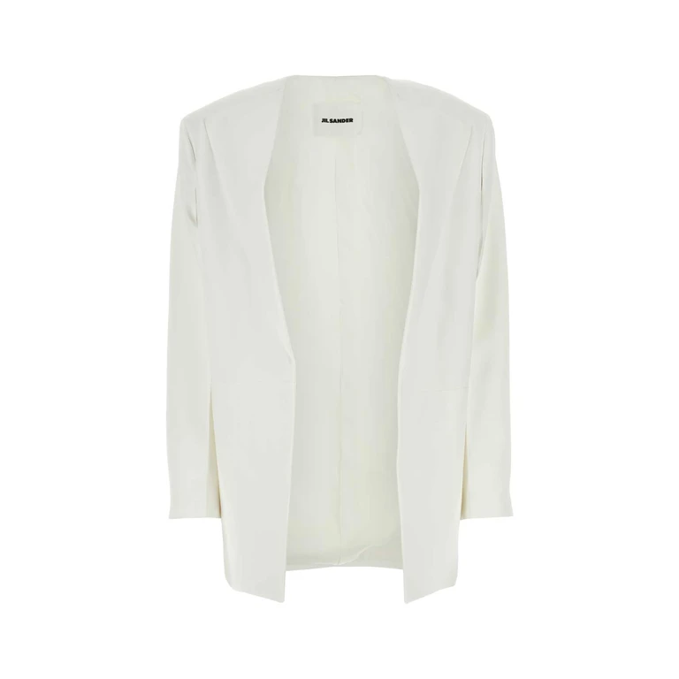 Jil Sander White Viscose Blazer Piuma Giacche E Gilet - Women