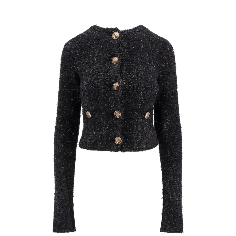 Cropped cardigan in tweed