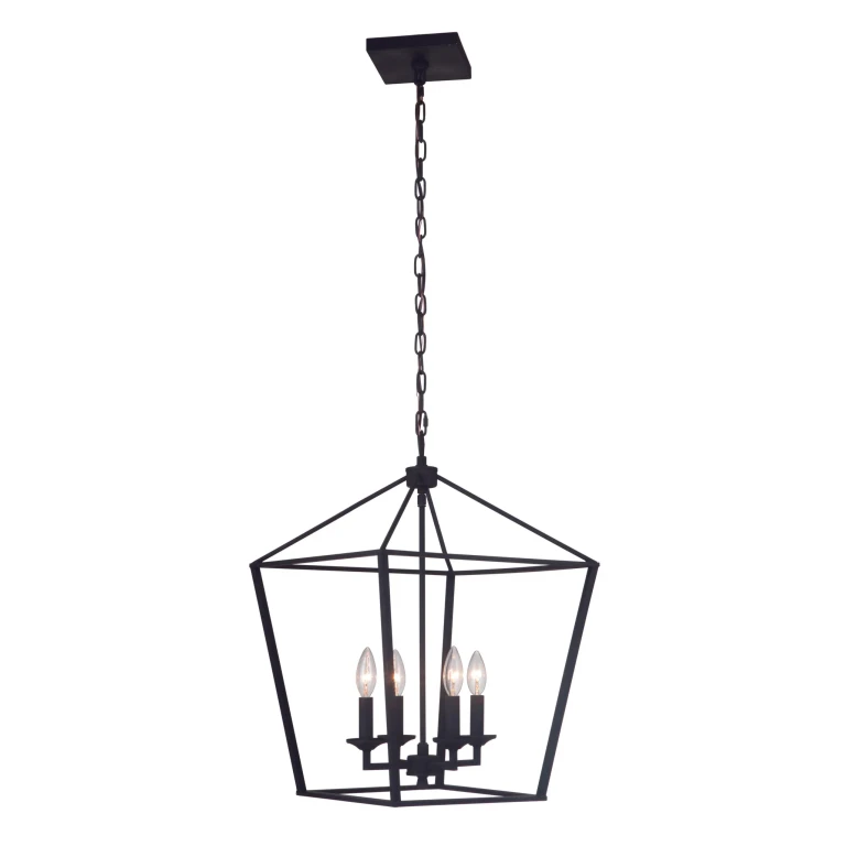 Flat Black Four Light Foyer Pendant from the Flynt Collection