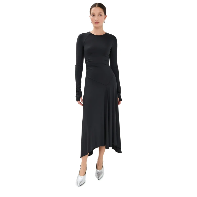 Victoria Beckham Long Sleeve Midi Dress Black 4