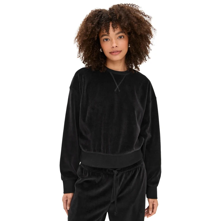 ATM Anthony Thomas Melillo Velour Crew Neck Sweatshirt Black XL