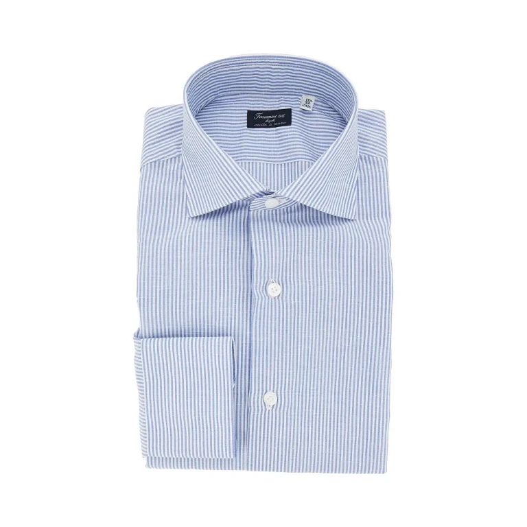 FINAMORE Cotton and linen shirt with striped motif Man 39