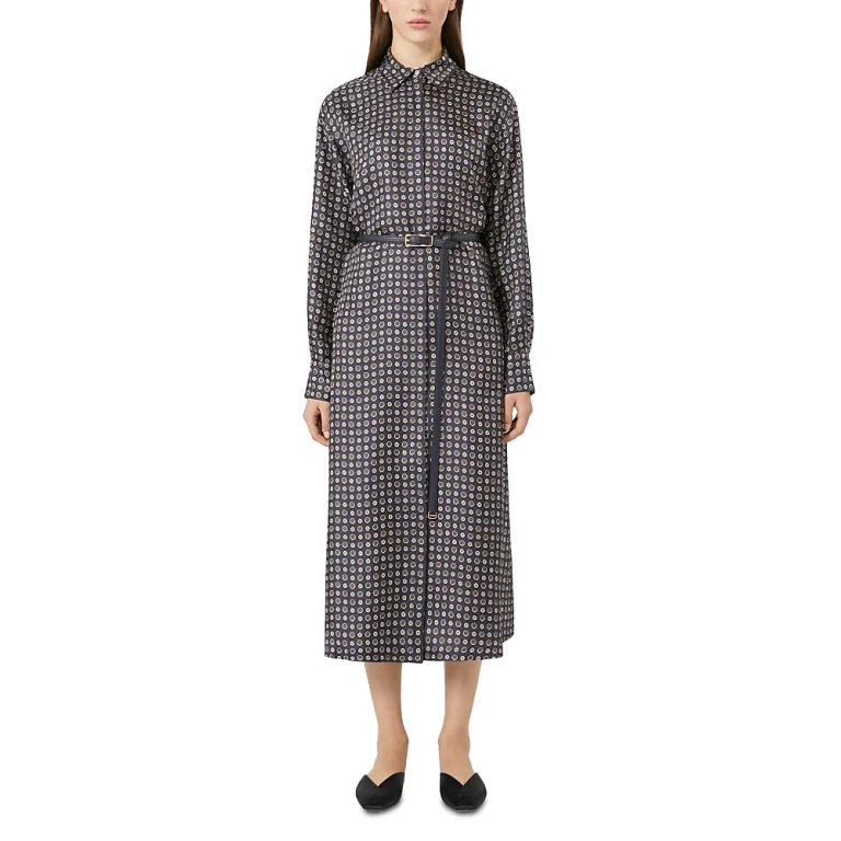 Max Mara Studio Mister Navy Silk Shirt Dress