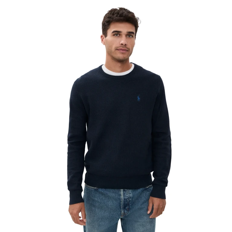 Cotton Crewneck Sweater Navy Heather XS