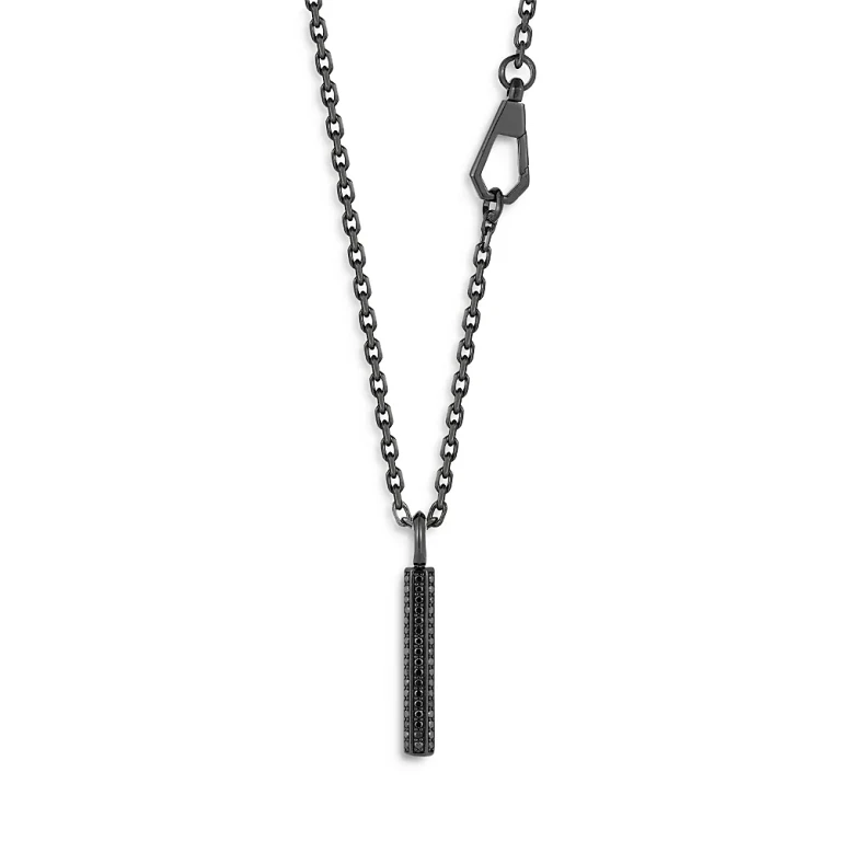 Walters Faith 18K Black Gold Black Diamond Grant Hexagon Bar Pendant