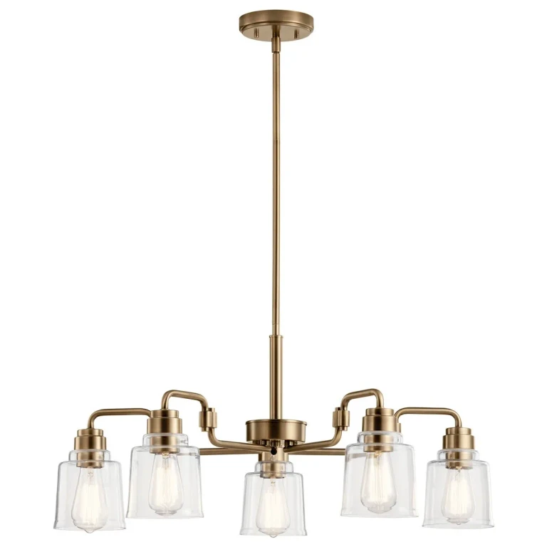 Aivian 5-Light Industrial Chandelier in Weathered Brass