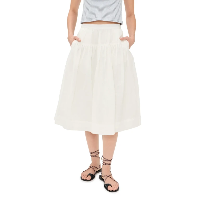 Alex Mill Josephine Skirt In Ramie Off White M