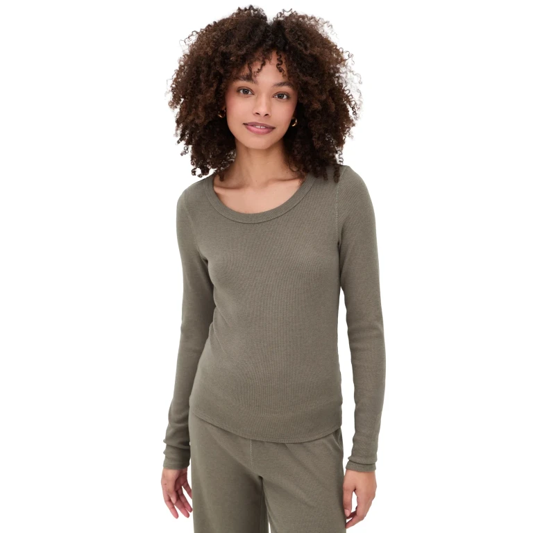 Z Supply Renae Rib Top Khaki Green M