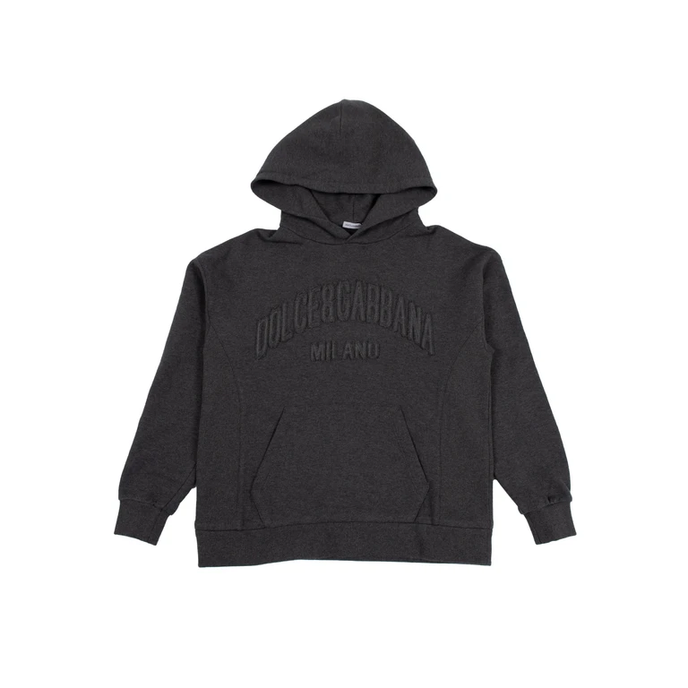 Dolce & Gabbana Junior Hooded Sweatshirt Grey Cotton Lining
