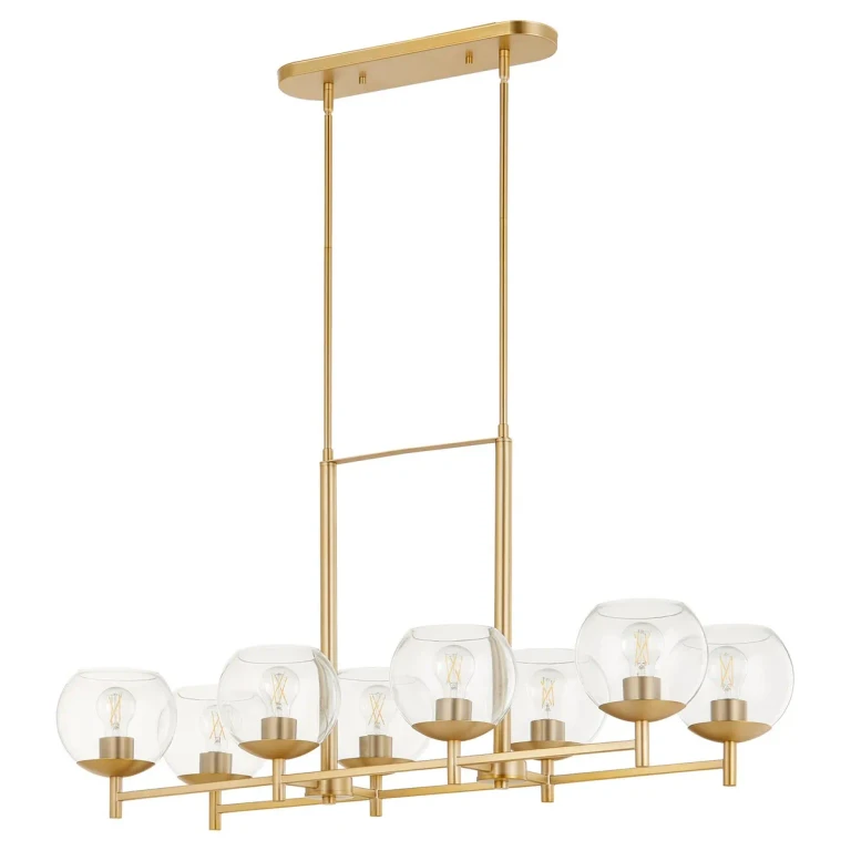 Aged Brass Eight Light Chandelier from the Lyon Collection