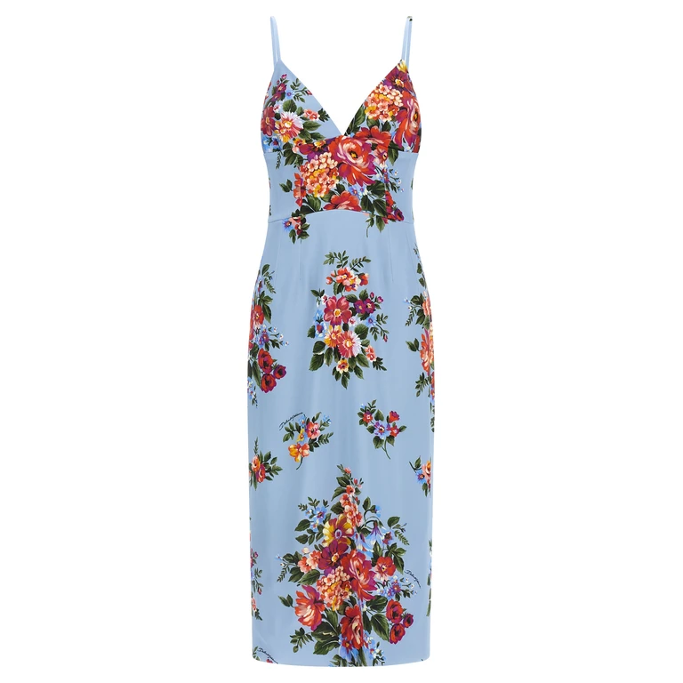 Blue Viscose Midi Dress - Women