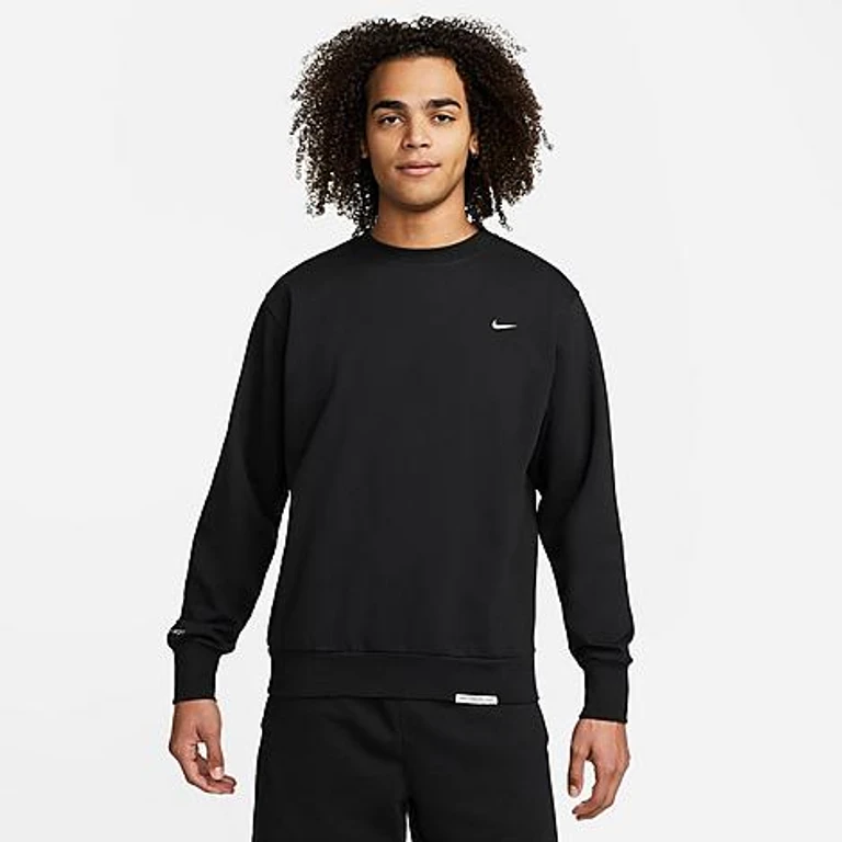 Nike Men's Dri-FIT Standard Issue Crewneck Sweatshirt in Dark Grey Heather/Pale Ivory Size: Small