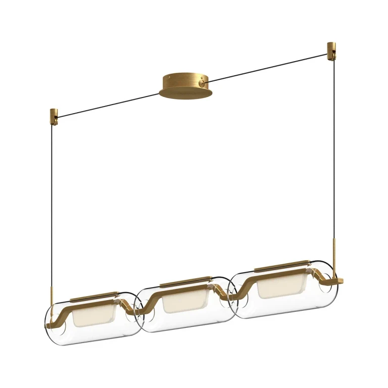Brushed Gold LED Linear Pendant from the Hilo Collection