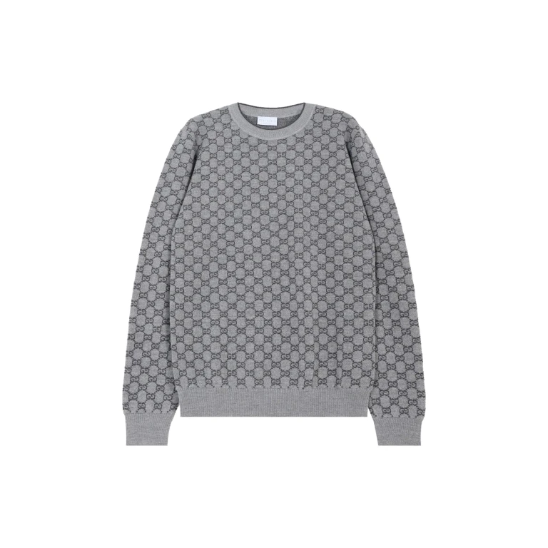 GUCCI Boy's Wool Crewneck Jumper With All-Over GG Monogram and Ribbed Trims (834349XKEZO1018)
