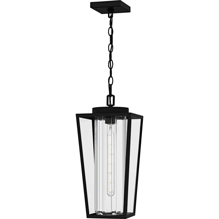 Matte Black Outdoor Hanging Lantern from the Jett Collection