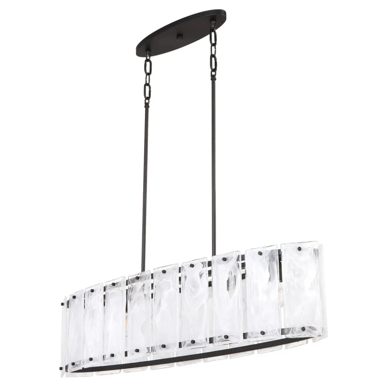 Matte Black Six Light Linear Pendant from the Prestige Collection